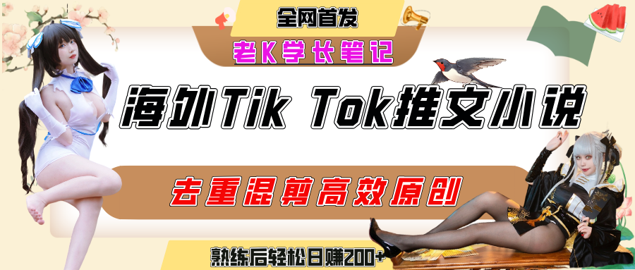 海外tiktok小说推文暴力项目，高停留率，高转化率，上手后一天搞顿饭钱不是问题
